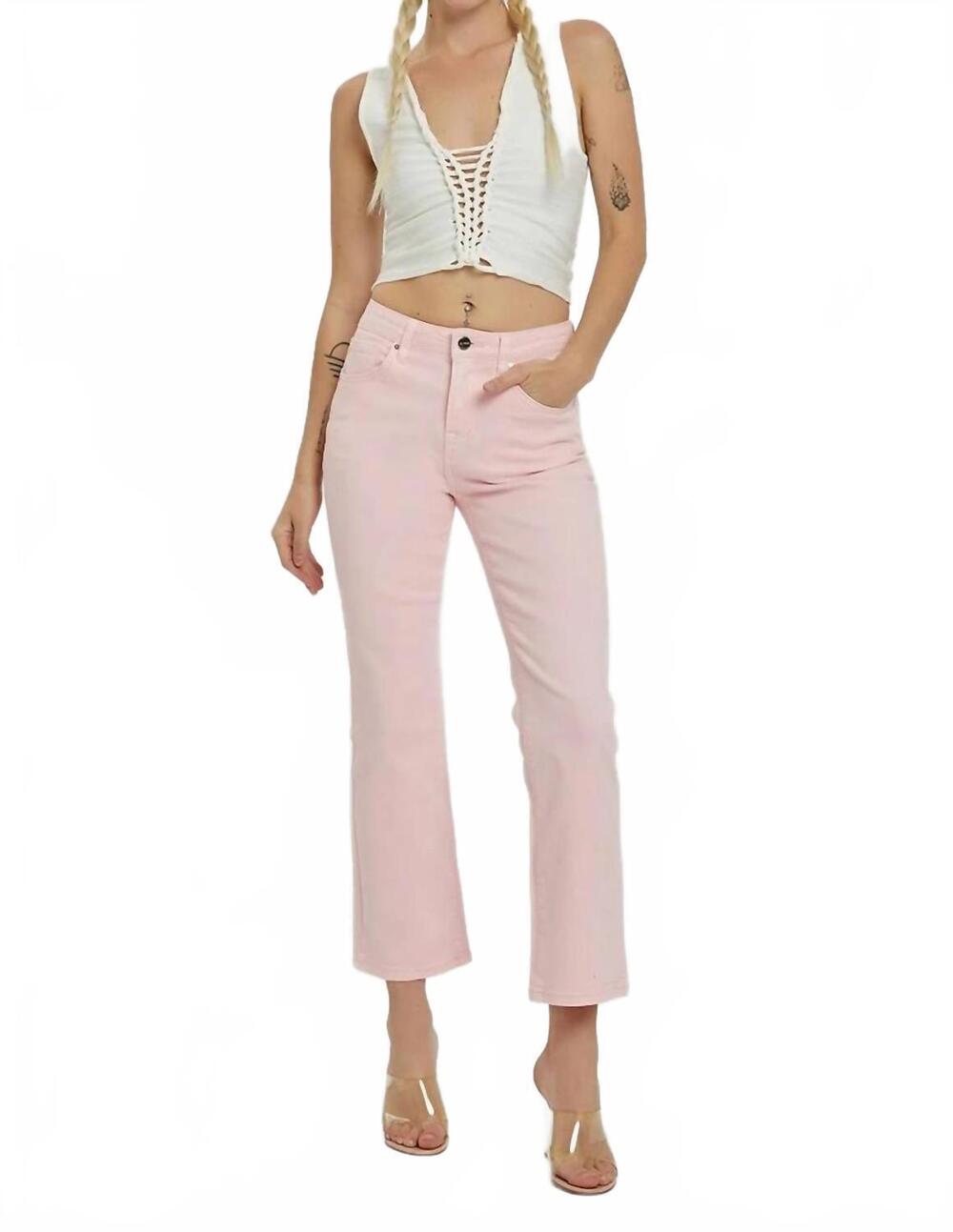 NEW RISEN high rise crop straight pants in soft pink